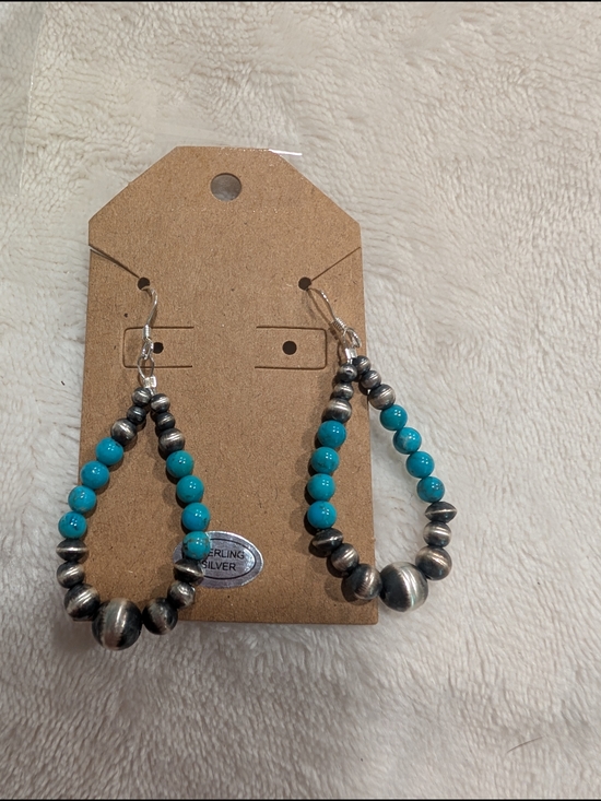 Jewelry - Sterling Silver Desert Pearl Turquoise Bead Drop Earrings